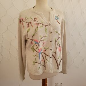 Crazy Horse (Liz Claiborne) Embroidered Cardigan Sweater • Petite Large